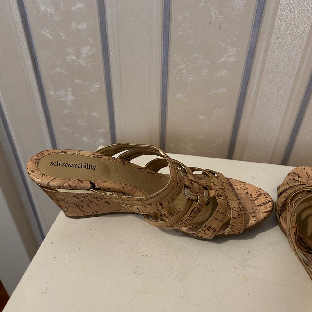Neutral Cork Heels - Picture 3 of 3